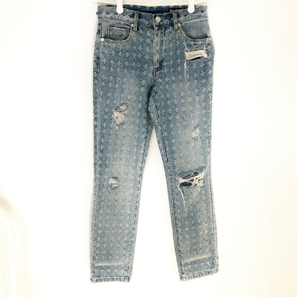 New Anthropologie Blank NYC Punch Line High Waisted Jeans Artsy Quirky Eclectic - Picture 4 of 9